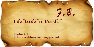 Fábián Benő névjegykártya